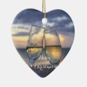 ビーチクリスマスオーナメントハートサンセット セラミックオーナメント (右)