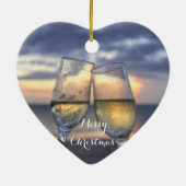 ビーチクリスマスオーナメントハートサンセット セラミックオーナメント (裏面)