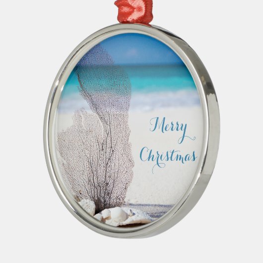 ビーチクリスマスオーナメントラウンドメタルサンゴ メタルオーナメント (左)