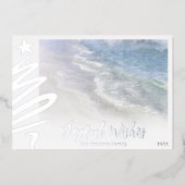 ビーチクリスマスカード |コーストモダンア航海の 箔シーズンカード (正面)