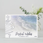 ビーチクリスマスカード |コーストモダンア航海の 箔シーズンカード (立ち正面)