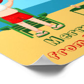 ビーチクリスマスサマーサンタクロースカスタムパーティー ポスター (角)