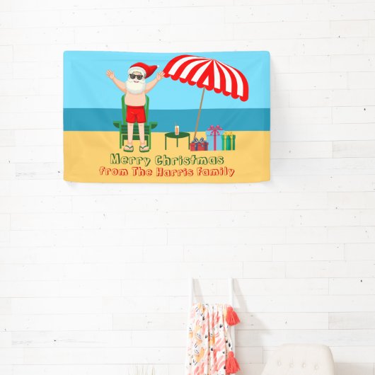ビーチクリスマスサマーサンタクロースカスタムパーティー 横断幕 (インサイチュ)