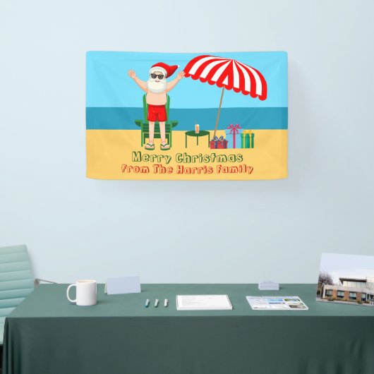 ビーチクリスマスサマーサンタクロースカスタムパーティー 横断幕 (トレードショー)