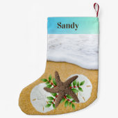 ビーチクリスマスサンドドル両面 スモールクリスマスストッキング (裏面)