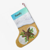 ビーチクリスマスサンドドル両面 スモールクリスマスストッキング (裏面 (吊り時))