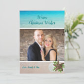 ビーチクリスマスサンドドル写真テンプレートカード シーズンカード (スタンド正面)