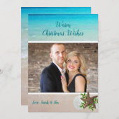 ビーチクリスマスサンドドル写真テンプレートカード シーズンカード (正面/裏面)