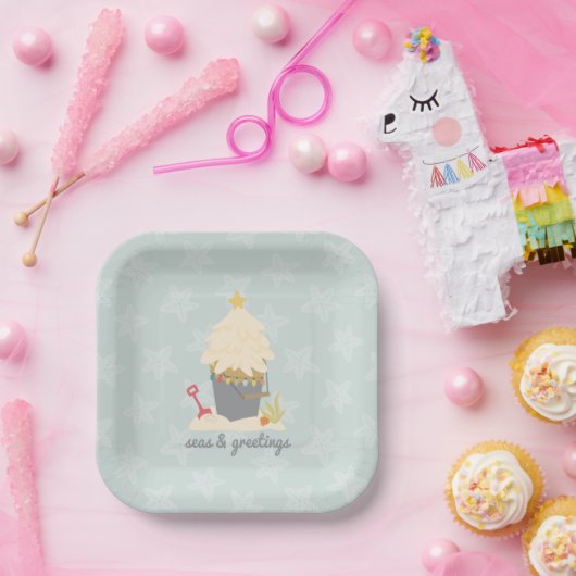 ビーチクリスマスサンドペール ペーパープレート (パーティー)