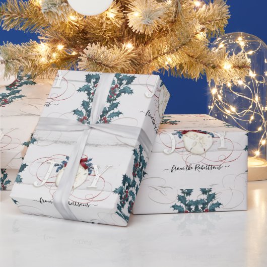 ビーチクリスマスジョイホリーサンドドルドリフトウッド ラッピングペーパー (クリスマス)