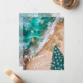 ビーチクリスマスジンジャーブレッドフラットノートカード ノートカード (正面/裏面インサイチュ)