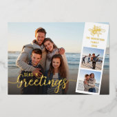 ビーチクリスマススクリプト3フォトコラージュ金ゴールド 箔シーズンカード (正面)