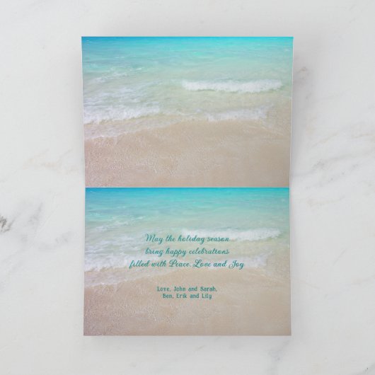 ビーチクリスマススターフィッシュシーズングリーティングカード シーズンカード (内部)