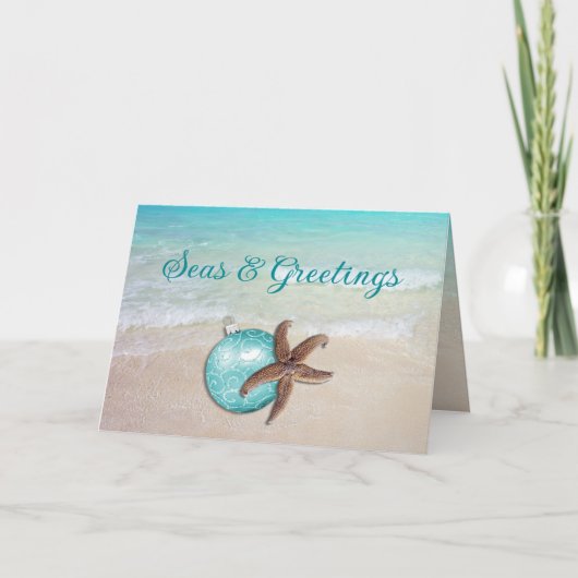 ビーチクリスマススターフィッシュシーズングリーティングカード シーズンカード (正面)