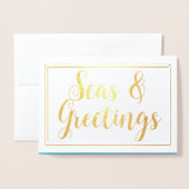 ビーチクリスマススターフィッシュシーズングリーティングカード 箔カード (封筒付き正面)