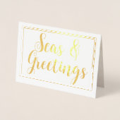 ビーチクリスマススターフィッシュシーズングリーティングカード 箔カード (正面)