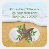 ビーチクリスマススターフィッシュスクエア封筒用シール スクエアシール (正面)