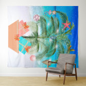 ビーチクリスマスツリーオーシャンデコレーション タペストリー (インサイチュ(横))