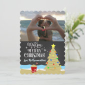 ビーチクリスマスツリーシャルボードホリデーフォトカード 案内状 (スタンド正面)