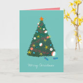 ビーチクリスマスツリーホリデーバケーションカード カード (黄色い花)