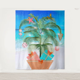 ビーチクリスマスツリー海デコレーションデコール タペストリー