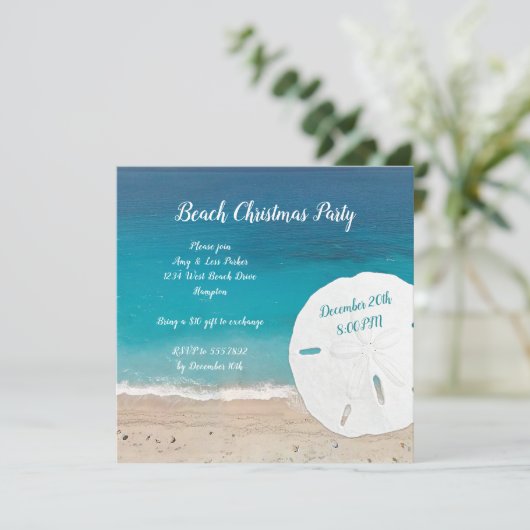 ビーチクリスマスニューイヤーズパーティの招待状 招待状 (スタンド正面)