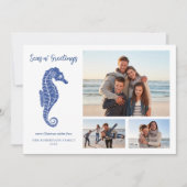 ビーチクリスマスネイビーブルーシーホース3写真 シーズンカード (正面)