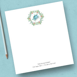 ビーチクリスマスノートパッド水彩ウミガメ ノートパッド