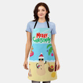 ビーチクリスマスパーティー エプロン (着用した状態)