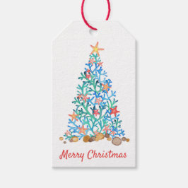 ビーチクリスマスヒトデ&シェルズホリデー ギフトタグ