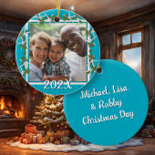 ビーチクリスマスフォトオーナメントスターフィッシュブルー セラミックオーナメント