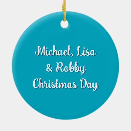 ビーチクリスマスフォトオーナメントスターフィッシュブルー セラミックオーナメント (裏面)