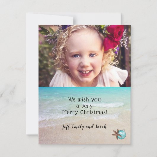 ビーチクリスマスフォトカードスターフィッシュデザイン シーズンカード (正面)