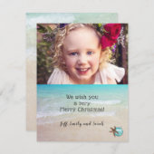 ビーチクリスマスフォトカードスターフィッシュデザイン シーズンカード (正面/裏面)