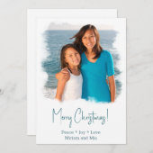 ビーチクリスマスフォトカード 水彩画 シーズンカード (正面/裏面)