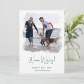 ビーチクリスマスフォトカード 水彩画 シーズンカード (スタンド正面)