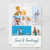 ビーチクリスマスフォトカード　海岸のホリデーカード シーズンカード (正面)