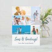 ビーチクリスマスフォトカード　海岸のホリデーカード シーズンカード (スタンド正面)