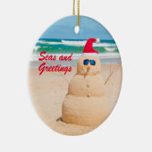 ビーチクリスマスホリデーオーナメント雪だるま セラミックオーナメント (右)