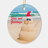 ビーチクリスマスホリデーオーナメント雪だるま セラミックオーナメント (左)