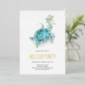 ビーチクリスマスホリデーパーティー招待状 箔シーズンカード (立ち正面)