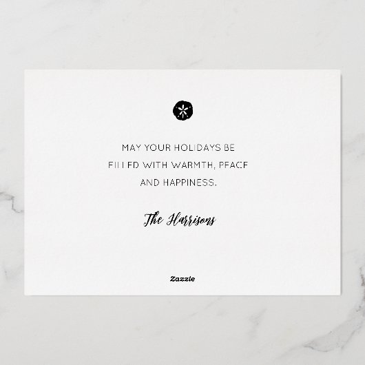 ビーチクリスマスホリデーフォトフォイルカード 箔シーズンカード (裏面)