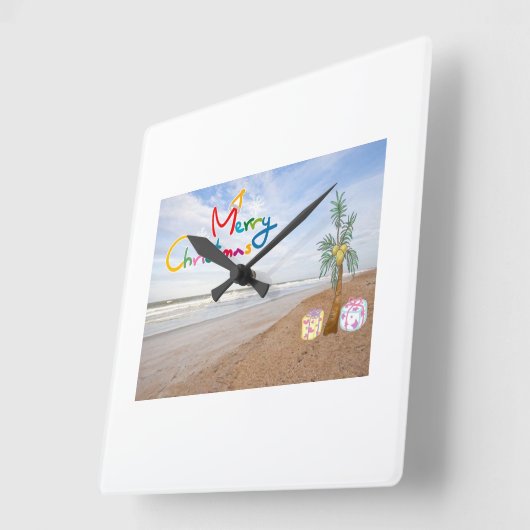 ビーチクリスマス時計 スクエア壁時計 (傾斜)