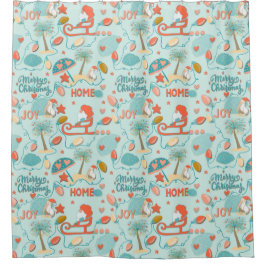 ビーチクリスマス，フロリダ州のクリスマス シャワーカーテン