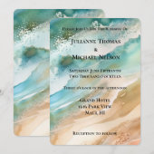 ビーチクリームアクアオーシャンウェディング 招待状 (正面/裏面)