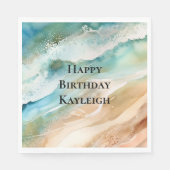 ビーチクリームアクア海誕生日 スタンダードランチョンナプキン (正面)