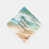 ビーチクリームアクア海誕生日 スタンダードランチョンナプキン (角)