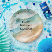 ビーチクリームアクア海誕生日 ペーパープレート (パーティー)