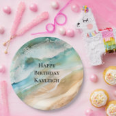 ビーチクリームアクア海誕生日 ペーパープレート (パーティー)