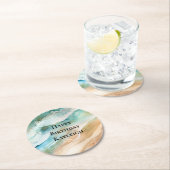 ビーチクリームアクア海誕生日 ラウンドペーパーコースター (インサイチュ)